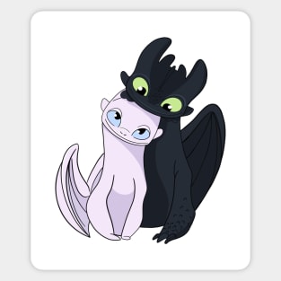 Couple dragons, toothless and light fury in love, fanart how to train your dragon Sticker